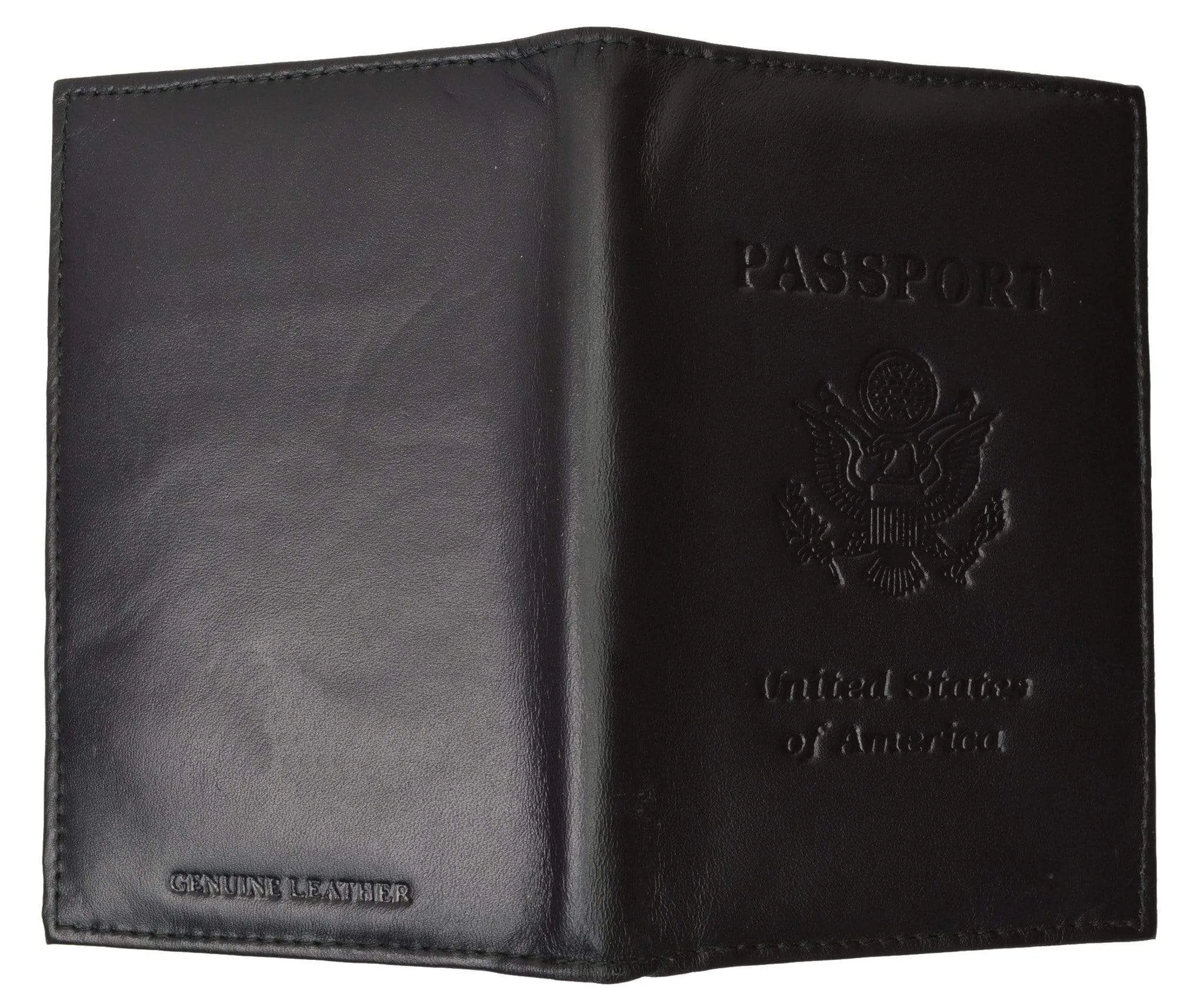 Genuine Leather USA Passport Cover, Holder and Case for International Travel 151 CF USA BLIND (C)