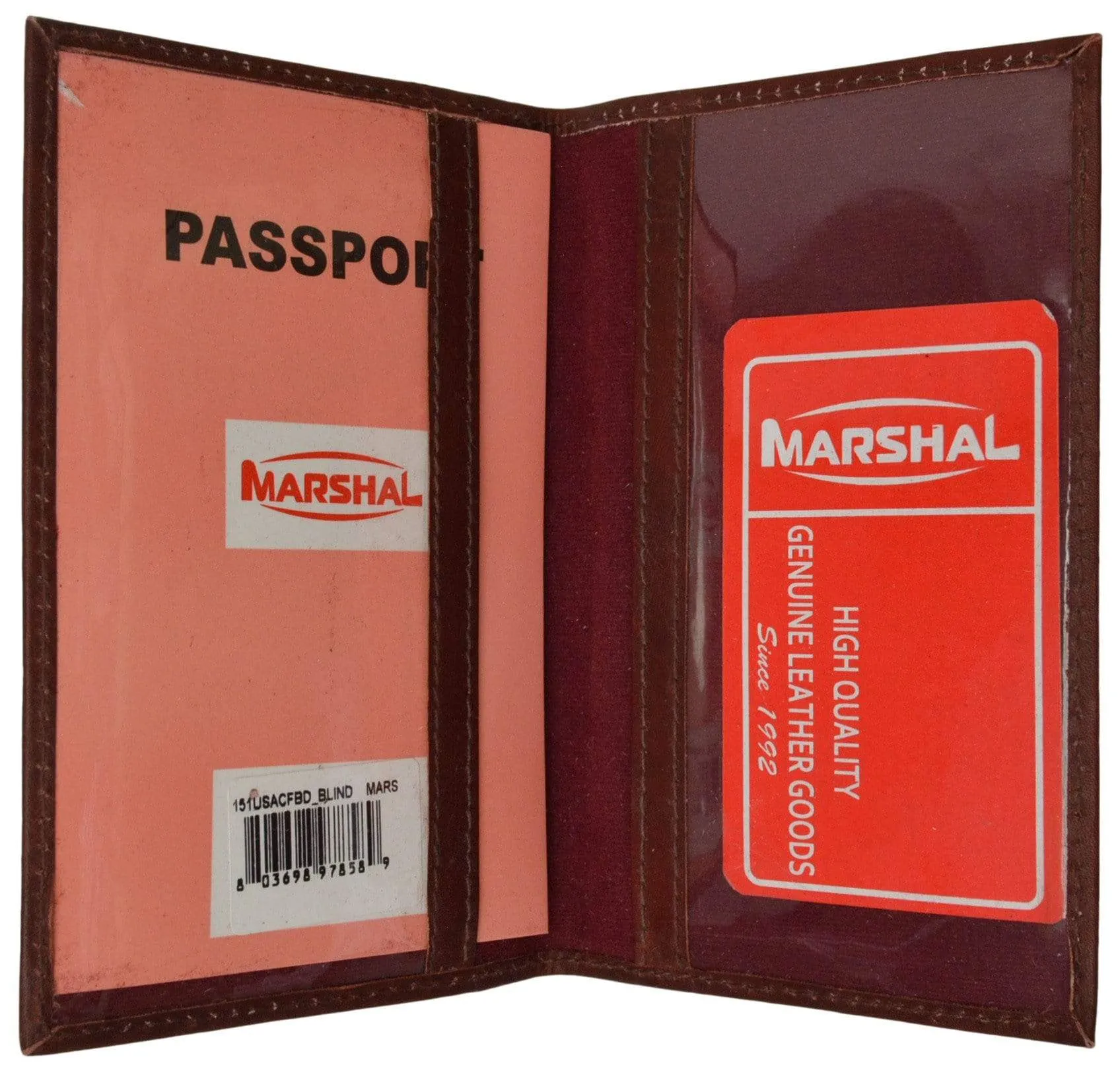 Genuine Leather USA Passport Cover, Holder and Case for International Travel 151 CF USA BLIND (C)