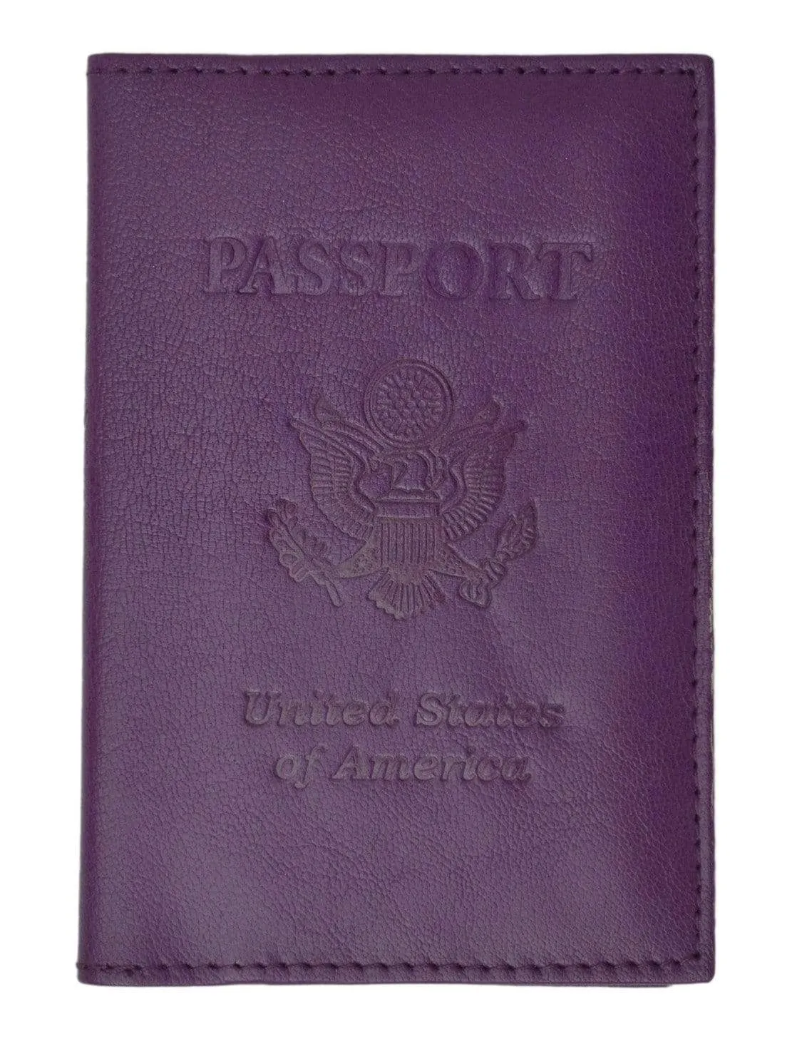 Genuine Leather USA Passport Cover, Holder and Case for International Travel 151 CF USA BLIND (C)