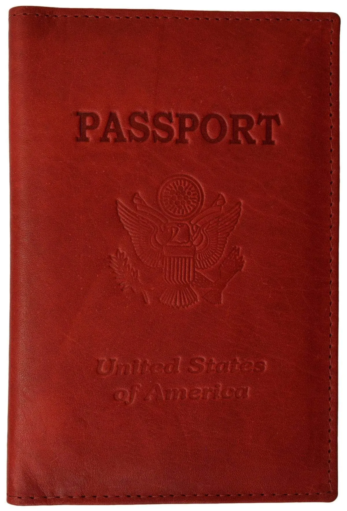 Genuine Leather USA Passport Cover, Holder and Case for International Travel 151 CF USA BLIND (C)