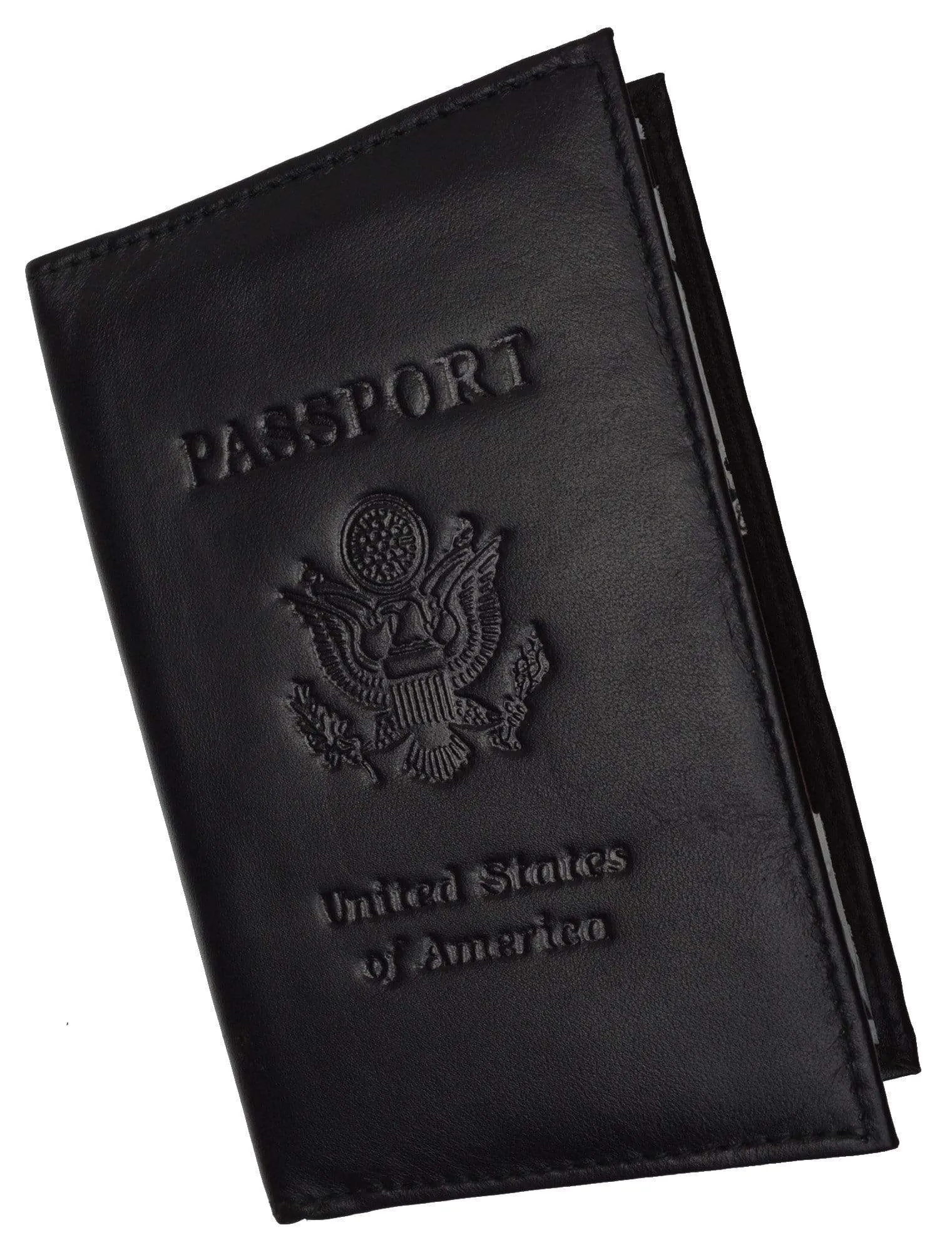 Genuine Leather USA Passport Cover, Holder and Case for International Travel 151 CF USA BLIND (C)