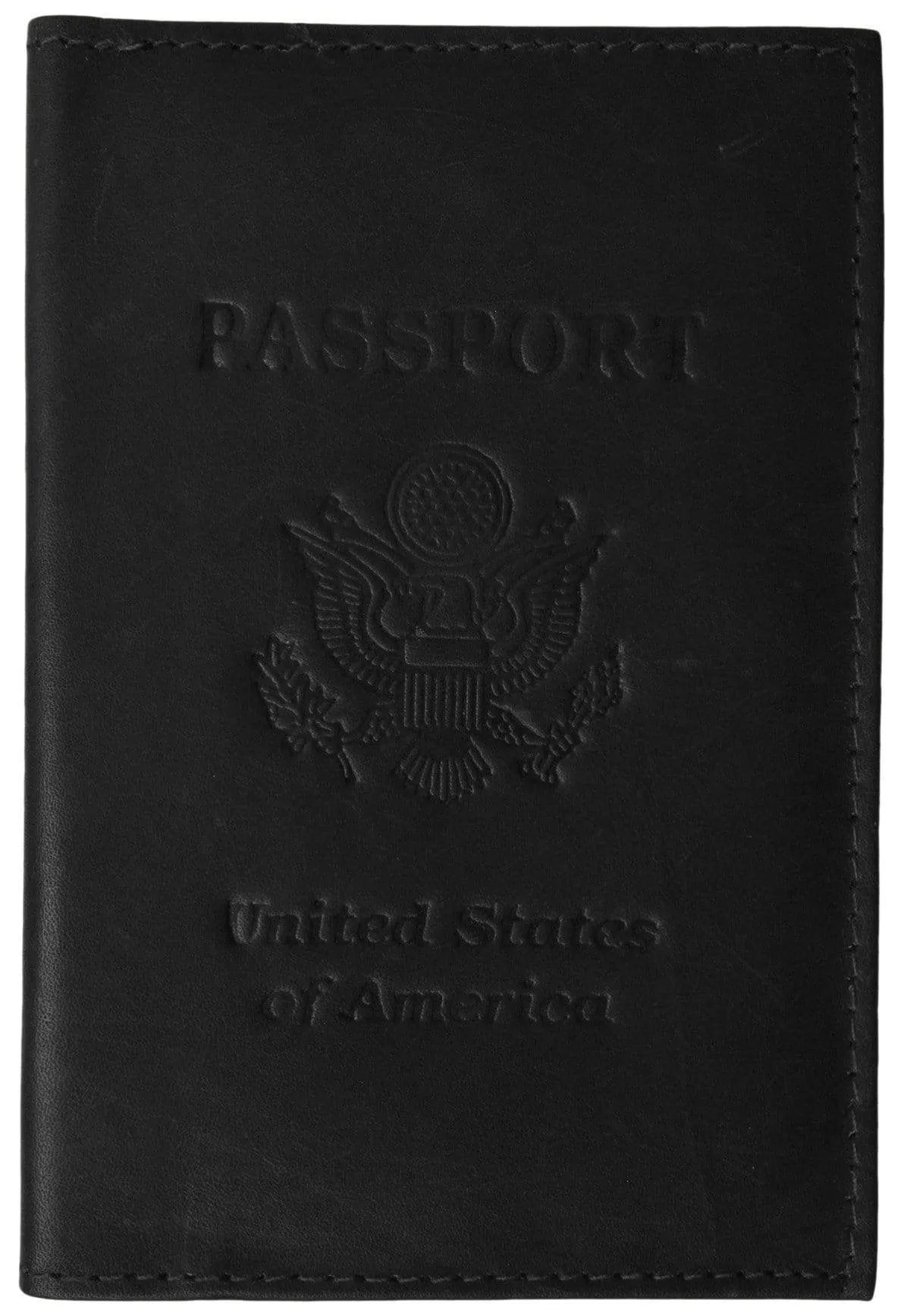 Genuine Leather USA Passport Cover, Holder and Case for International Travel 151 CF USA BLIND (C)