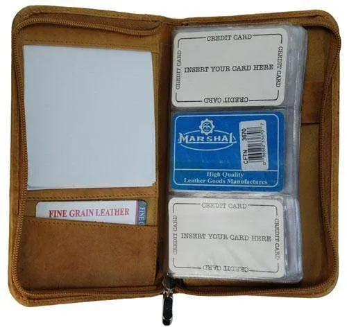 Genuine Leather Zip Around Large Business Credit Card Holder 3670 CF (C)