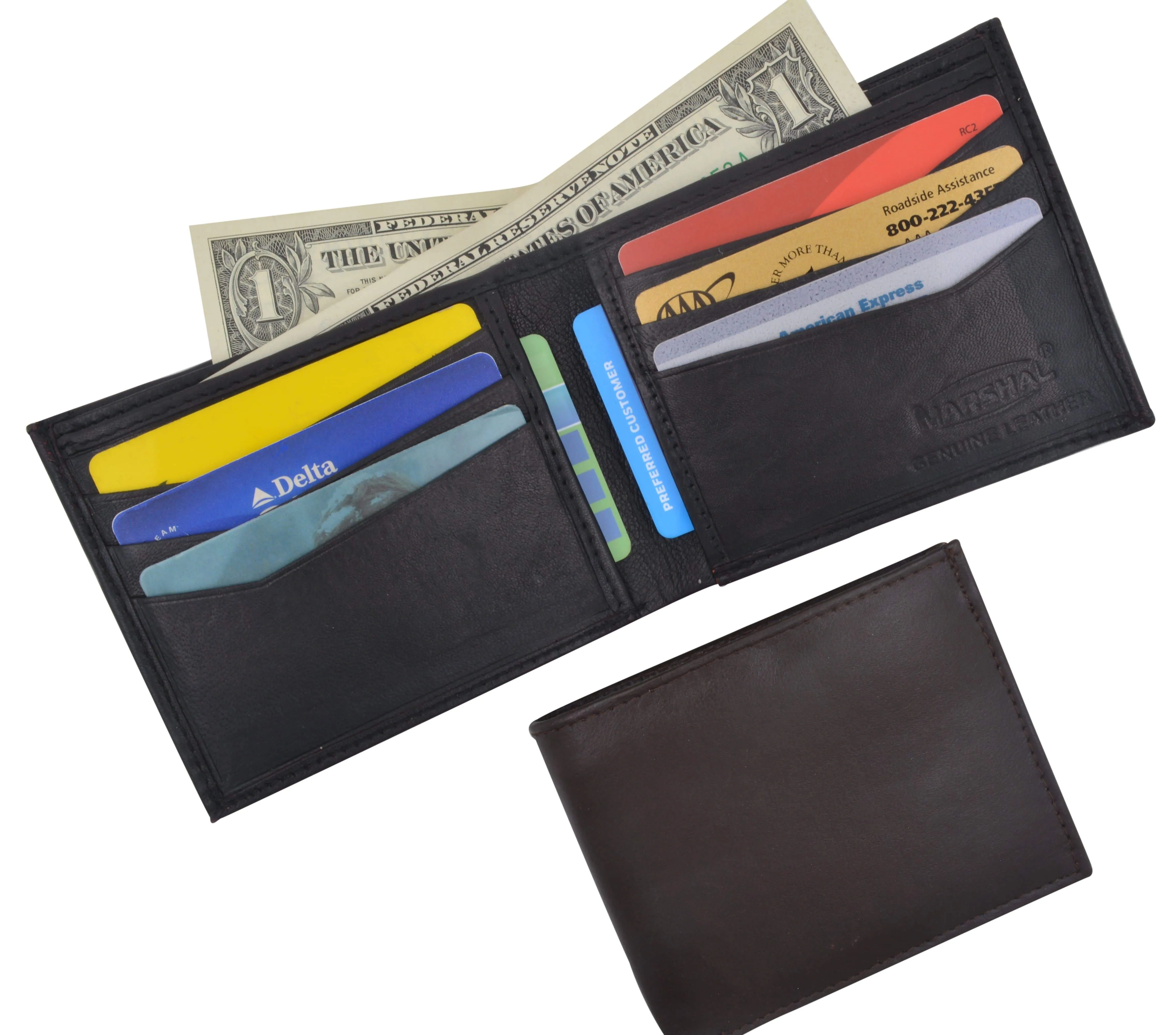 Genuine Premium Lamb Leather Credit Card Slim Design Bifold Wallet 58