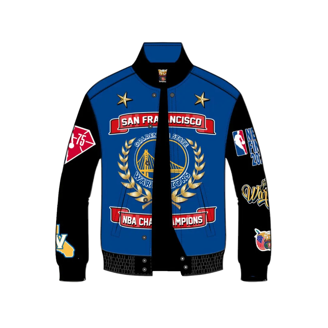 GOLDEN STATE WARRIORS 7TH CHAMPIONSHIP WOOL & LEATHER JACKET