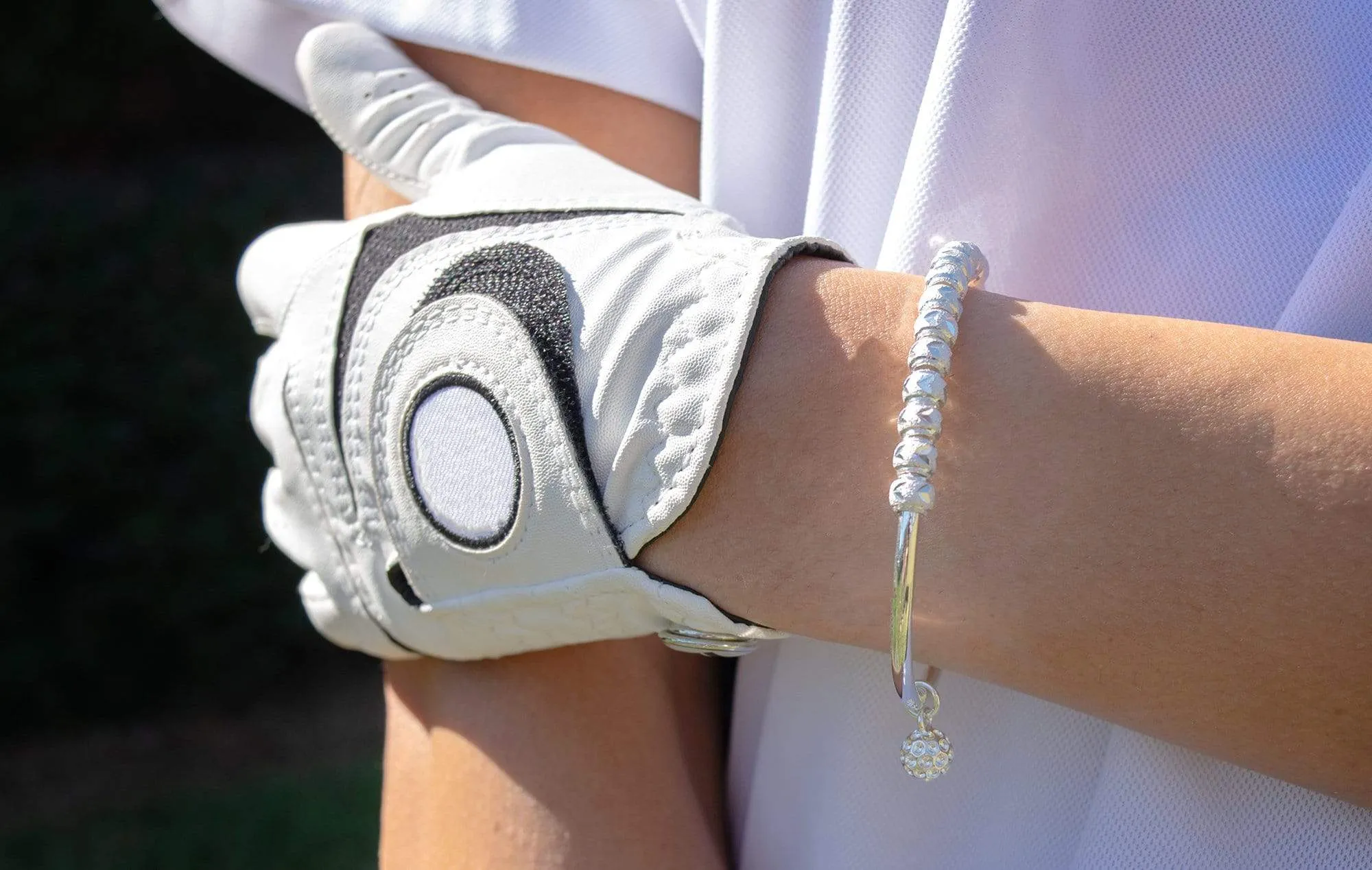 Golf Goddess Silver Stroke Counter Bracelet With Golf Ball Charm