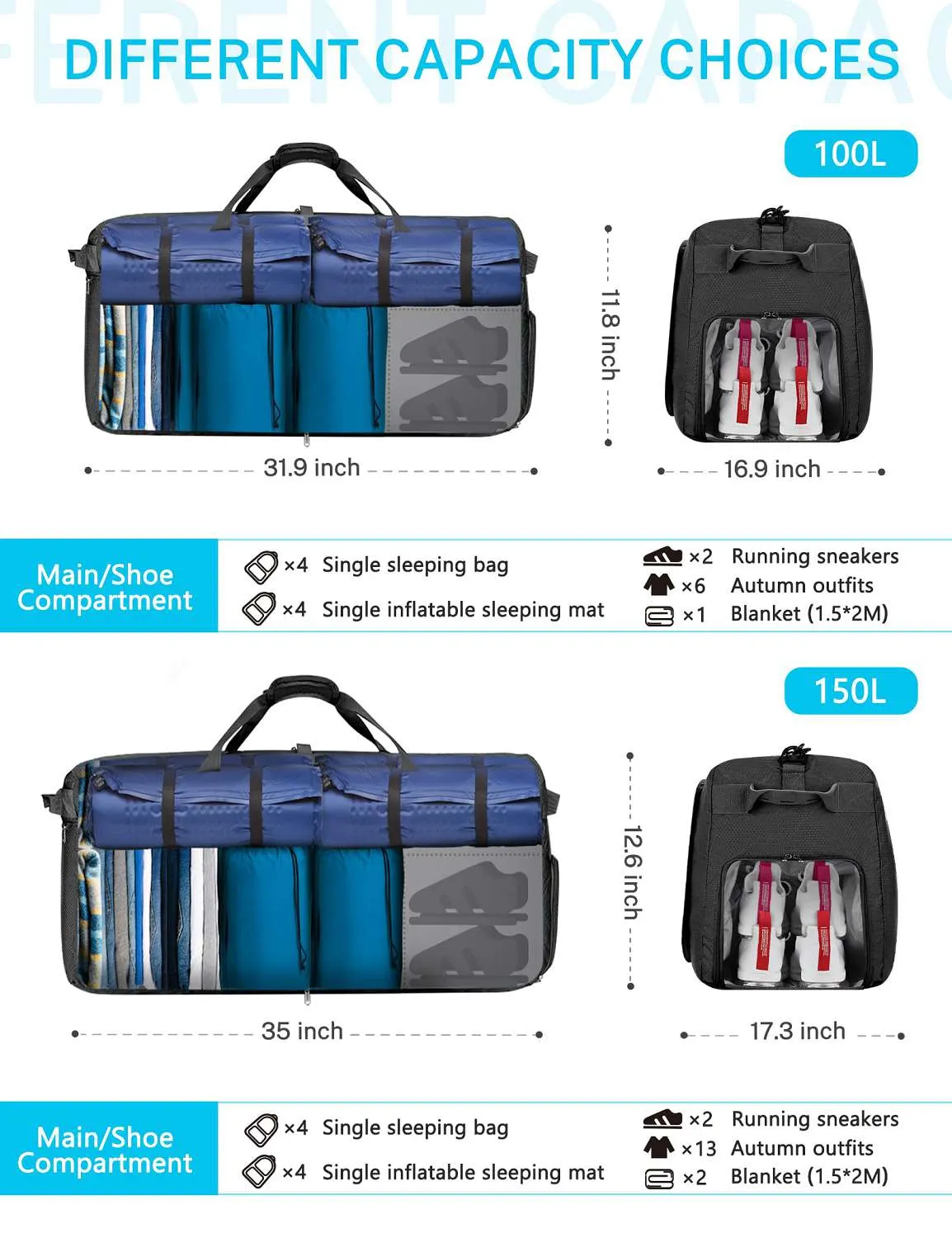 Gonex 80L Large Foldable Duffle Bag for Travel