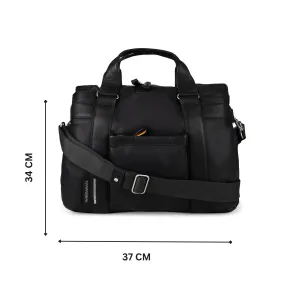 Grace Collection Limited Edition Genuine Leather Black Laptop Bag With Strap - Mandarina Duck