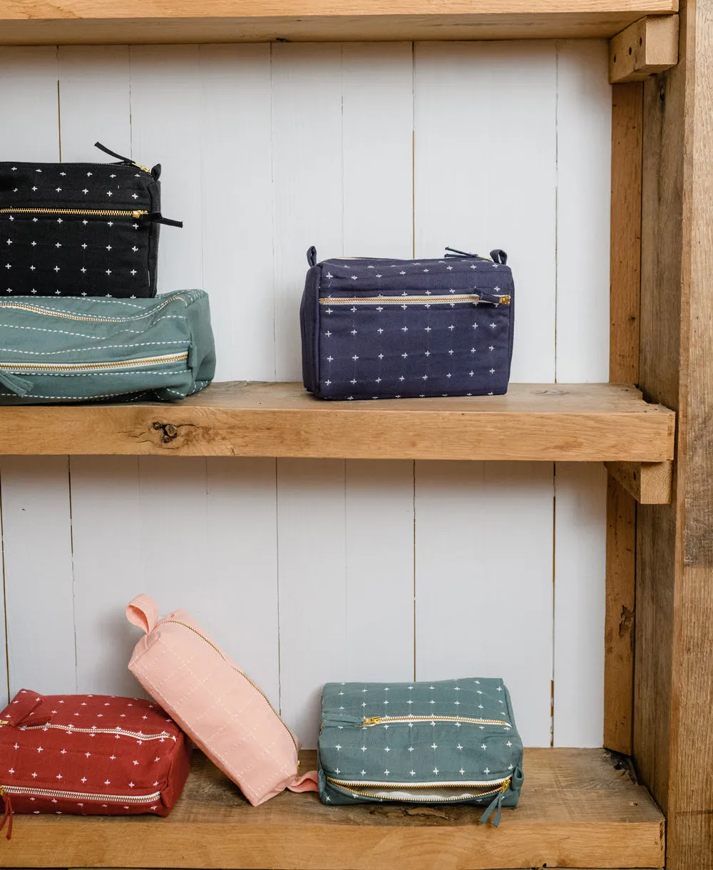 Grid-Stitch Small Toiletry Bag