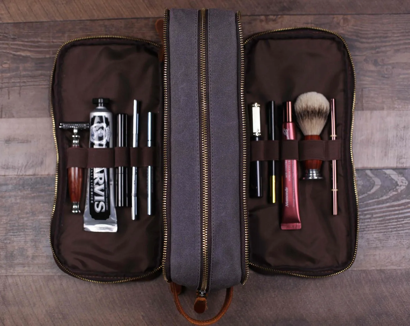 Groomsmen Gift Canvas Toiletry Bag Waxed Canvas Dopp Kit Shaving Kit Bag