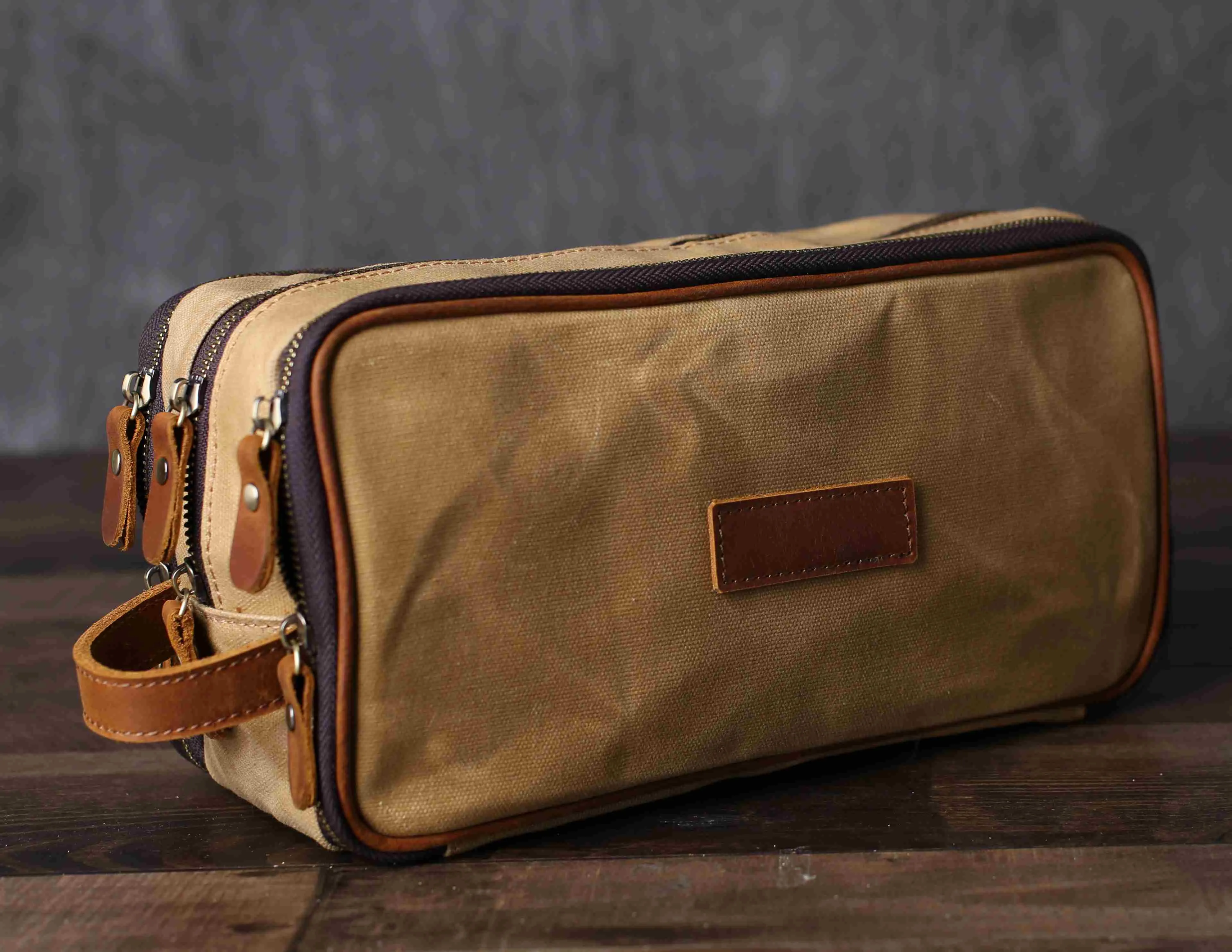 Groomsmen Gift Canvas Toiletry Bag Waxed Canvas Dopp Kit Shaving Kit Bag