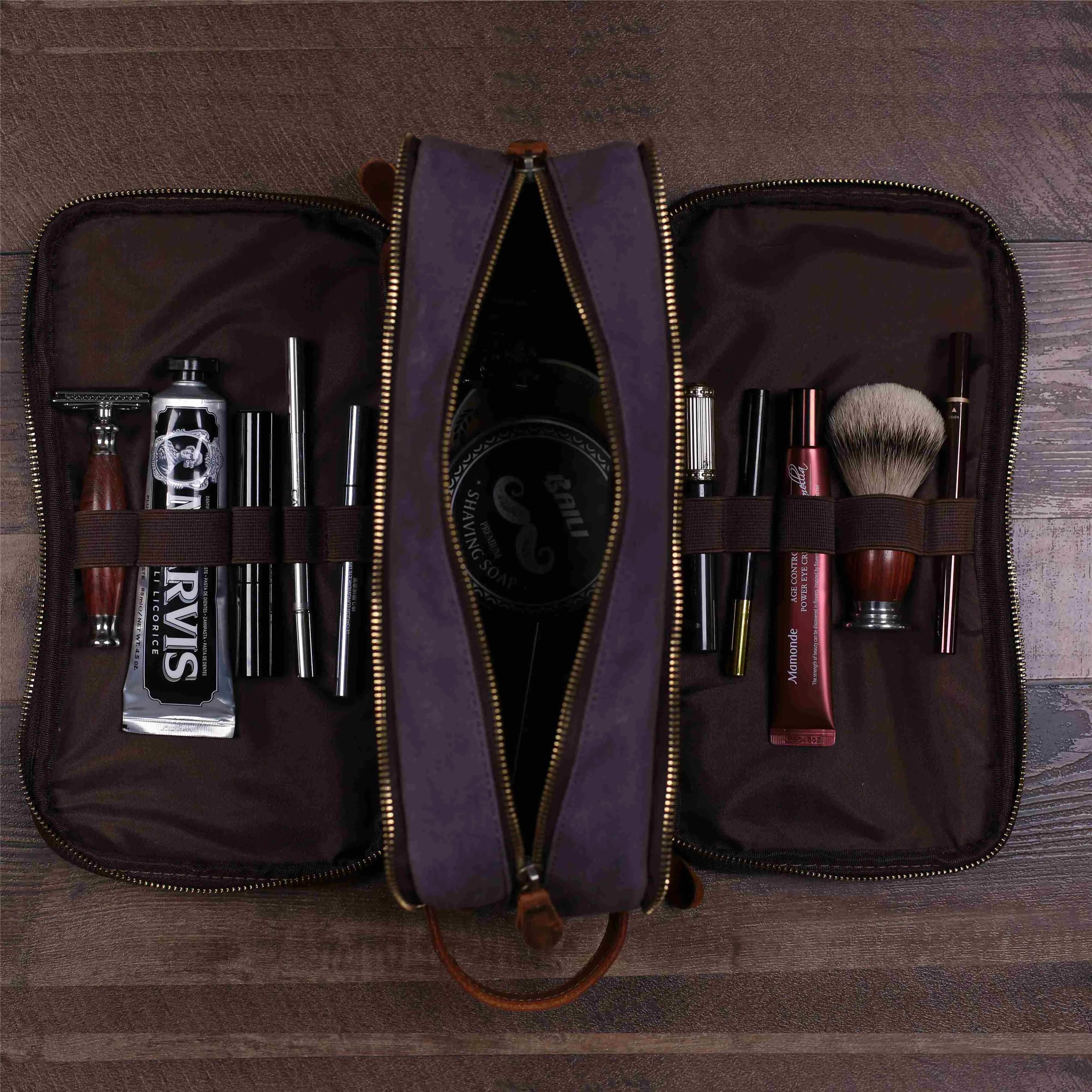 Groomsmen Gift Canvas Toiletry Bag Waxed Canvas Dopp Kit Shaving Kit Bag