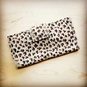 Hair On Hide Wallet in Mini Leopard with Snap Closure