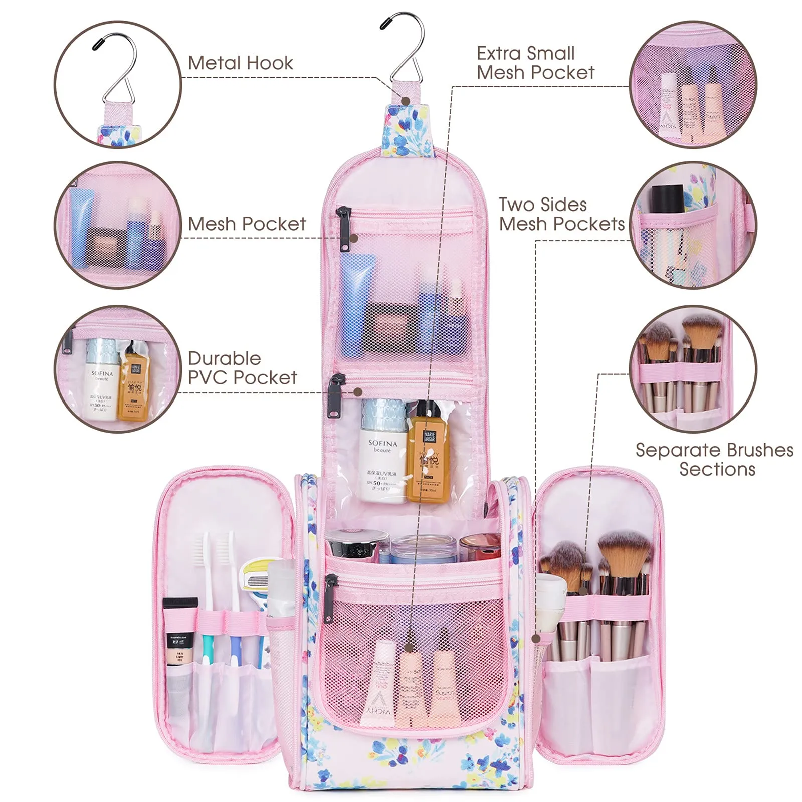 Hanging Travel Toiletry Cosmetic Bag for Women and Men (NW5026)