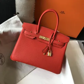 HM Birkin Rouge De Coeur Red Epsom Gold Hardware Bag For Women, Handbags, Shoulder Bags 30cm/12in