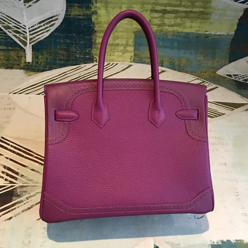 HM Birkin Violet For Women Silver Toned Hardware 11.8in/30cm