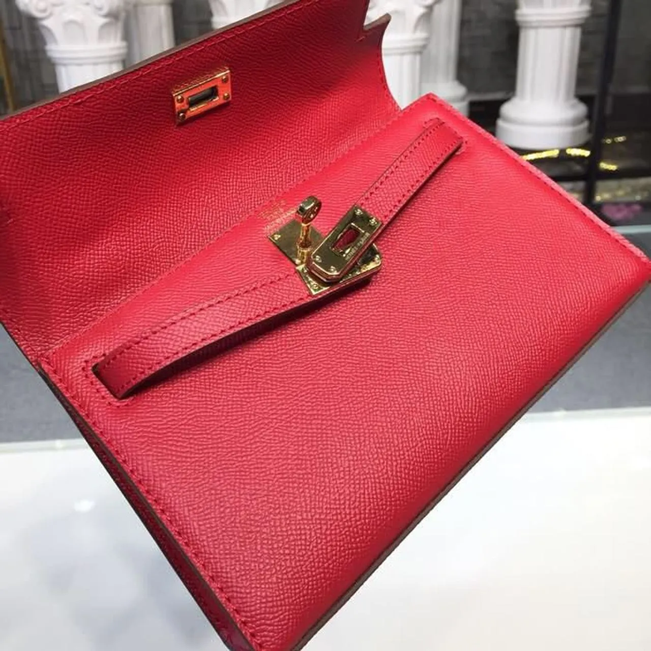 HM Mini Kelly KP Pochette Red For Women Gold Toned Hardware 8.7in/22cm