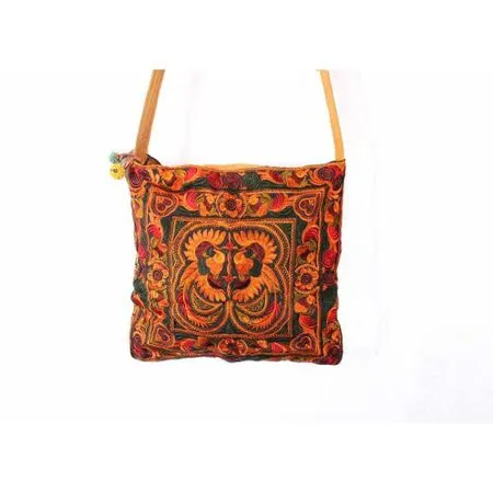 Hmong Birds and Pompoms Cross-body Bag - Thailand