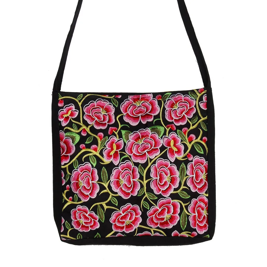 Hmong Birds and Pompoms Cross-body Bag - Thailand