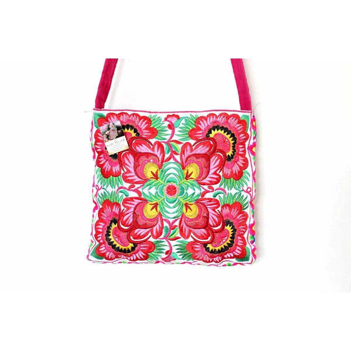 Hmong Birds and Pompoms Cross-body Bag - Thailand