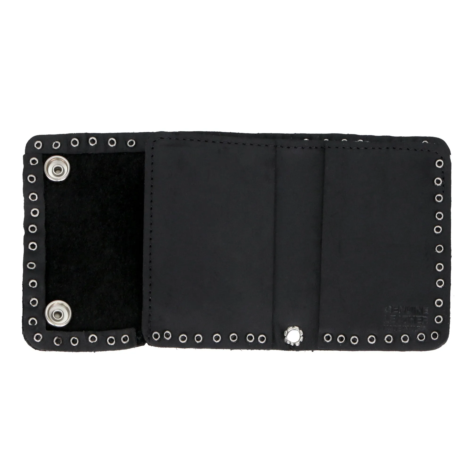 Hot Leathers 4" Naked Leather Studded Bifold Chain Wallet