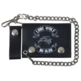 Hot Leathers WLB1007 Lone Wolf Tri-Fold Black Leather Wallet with