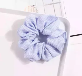 Houndstooth Scrunchie - Light Blue & White