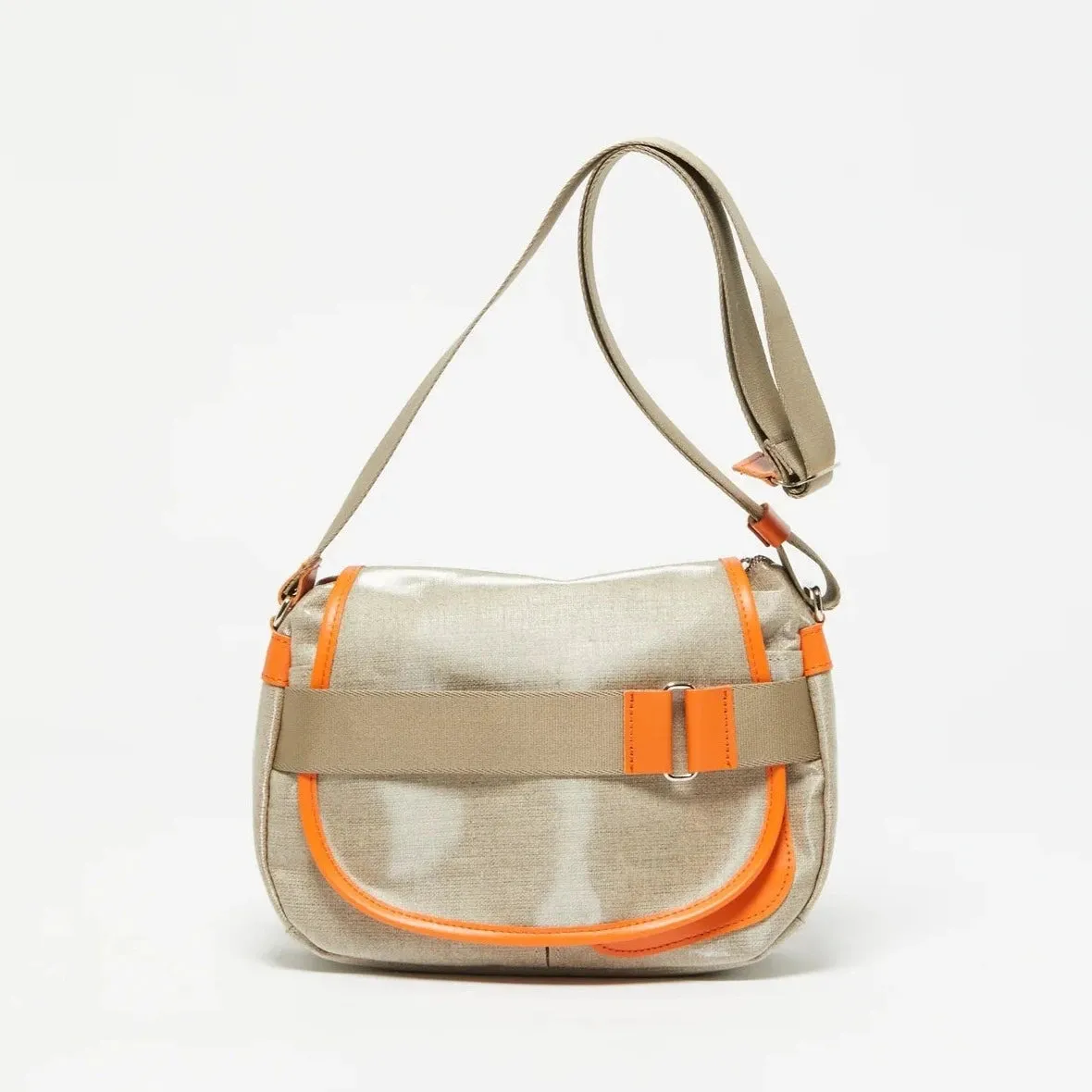 Jack Gomme Paris Petit Gaby Linen Satchel Natural   Orange