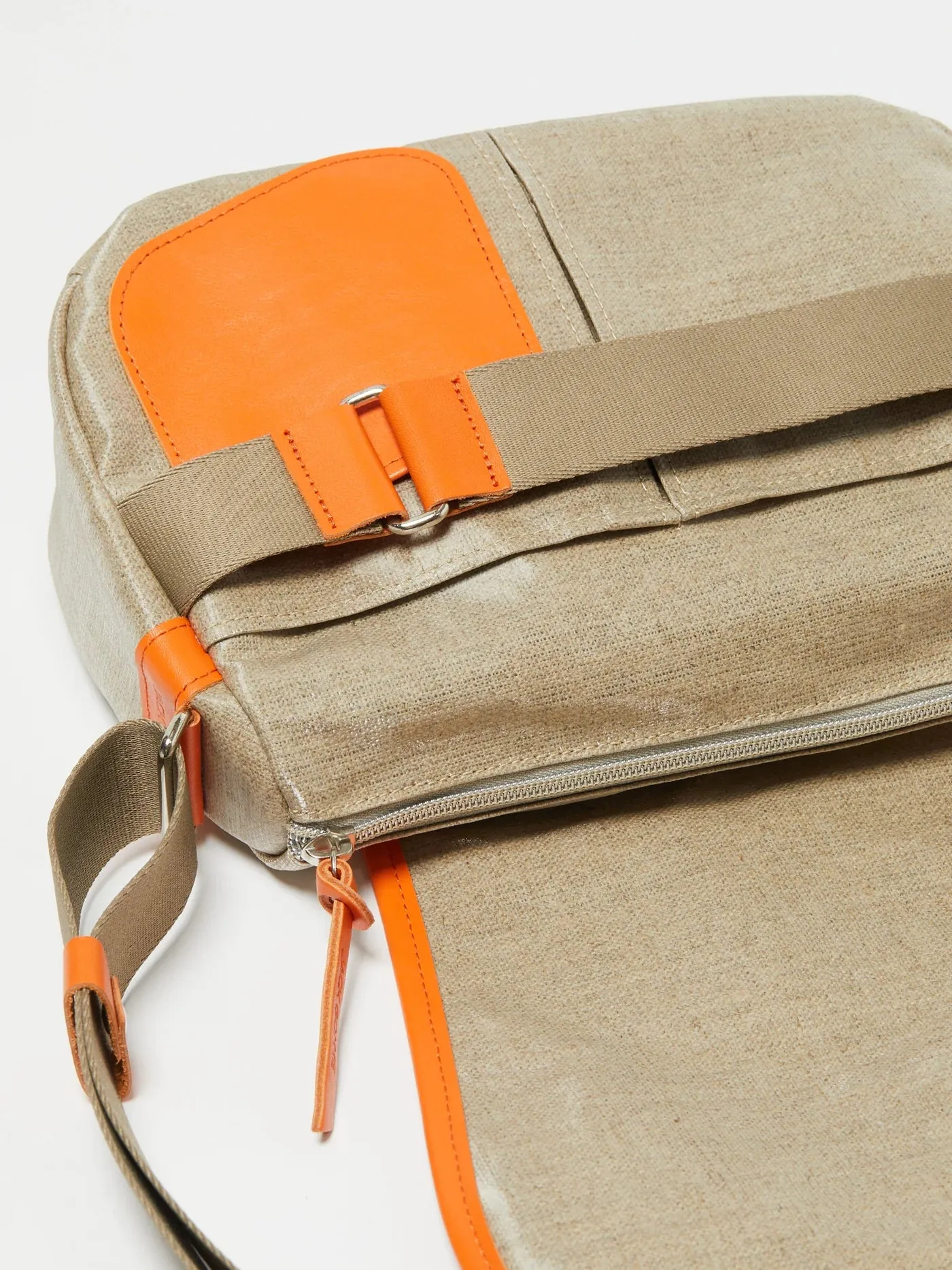 Jack Gomme Paris Petit Gaby Linen Satchel Natural   Orange