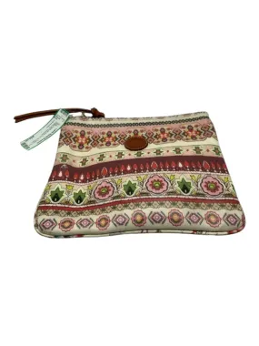 Johnny Was Beige & Multi All Over Print Zip Close Toiletry Bag Bag