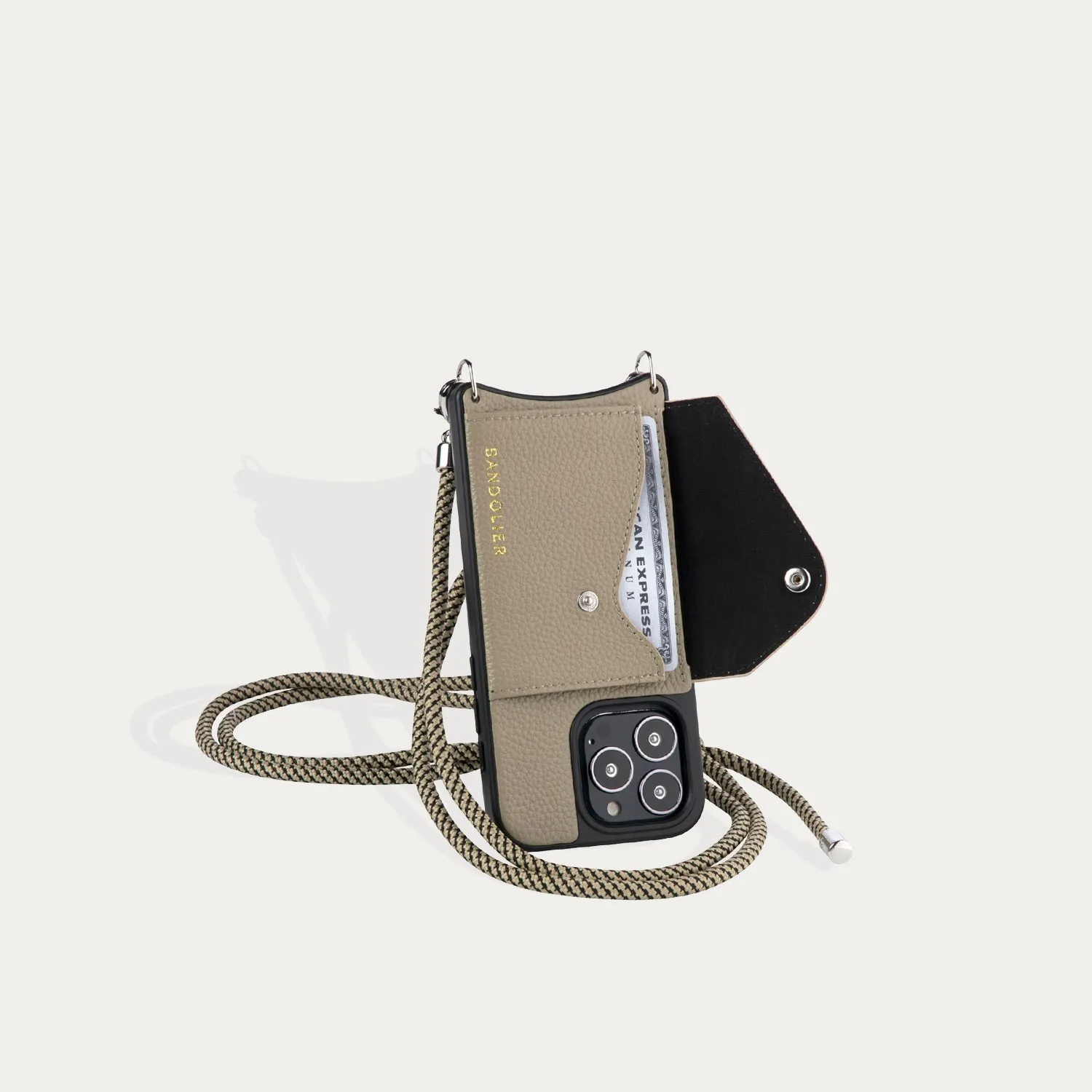 Julian Pebble Leather Crossbody Bandolier - Greige/Silver