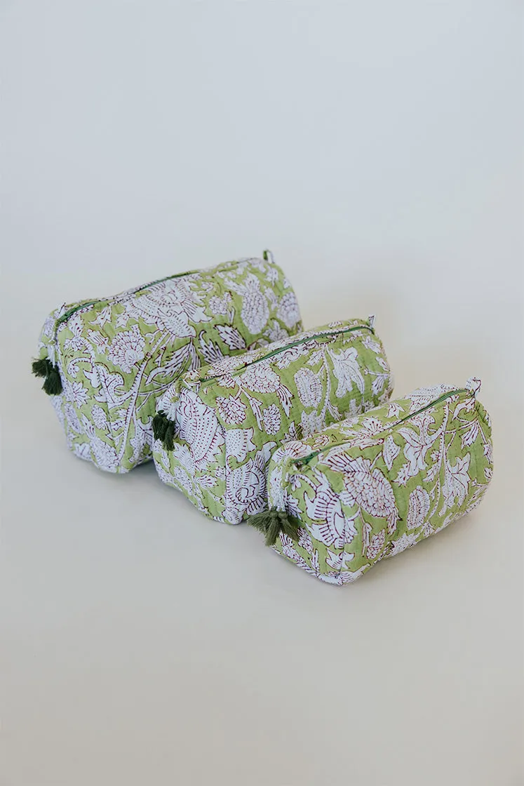 Kantha Toiletry Pouches - Lime Vineyard