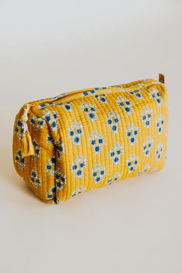 Kantha Toiletry Pouches - Yellow Flower Bulbs