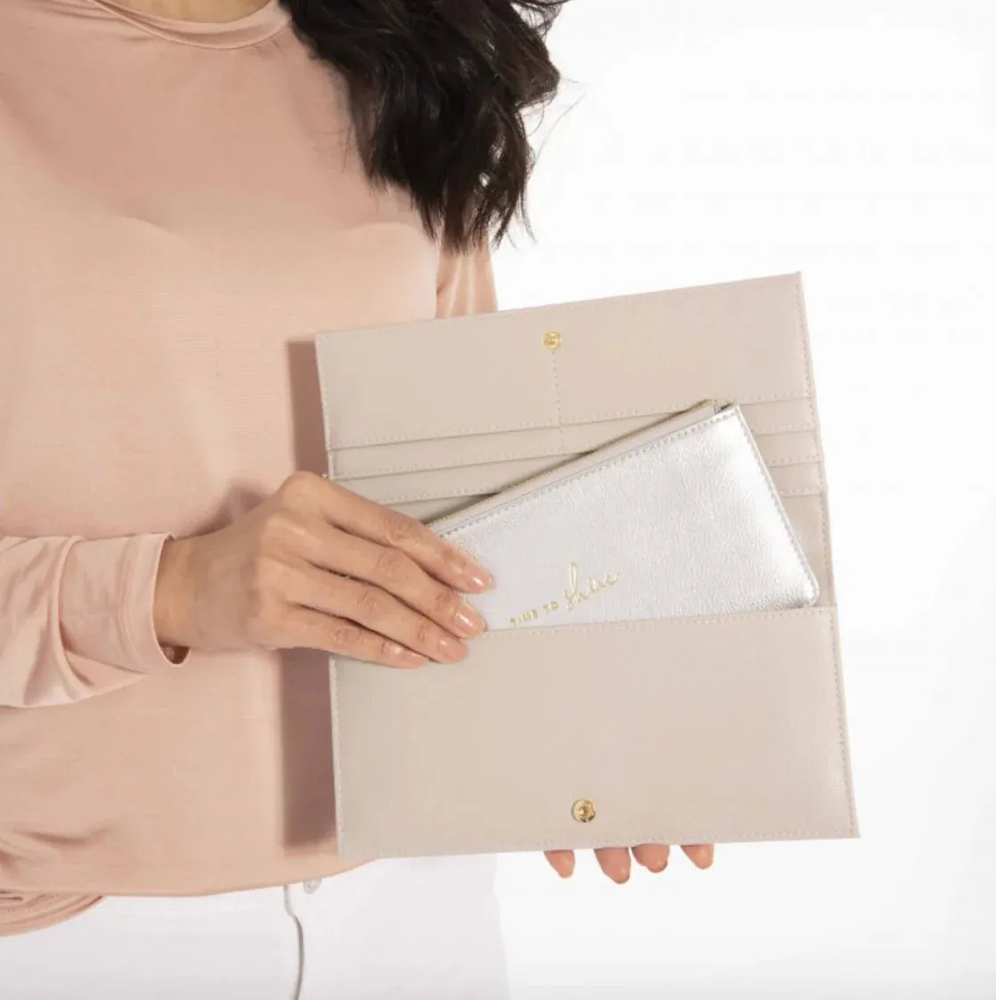 Katie Loxton Light Gray Clutch with Wallet