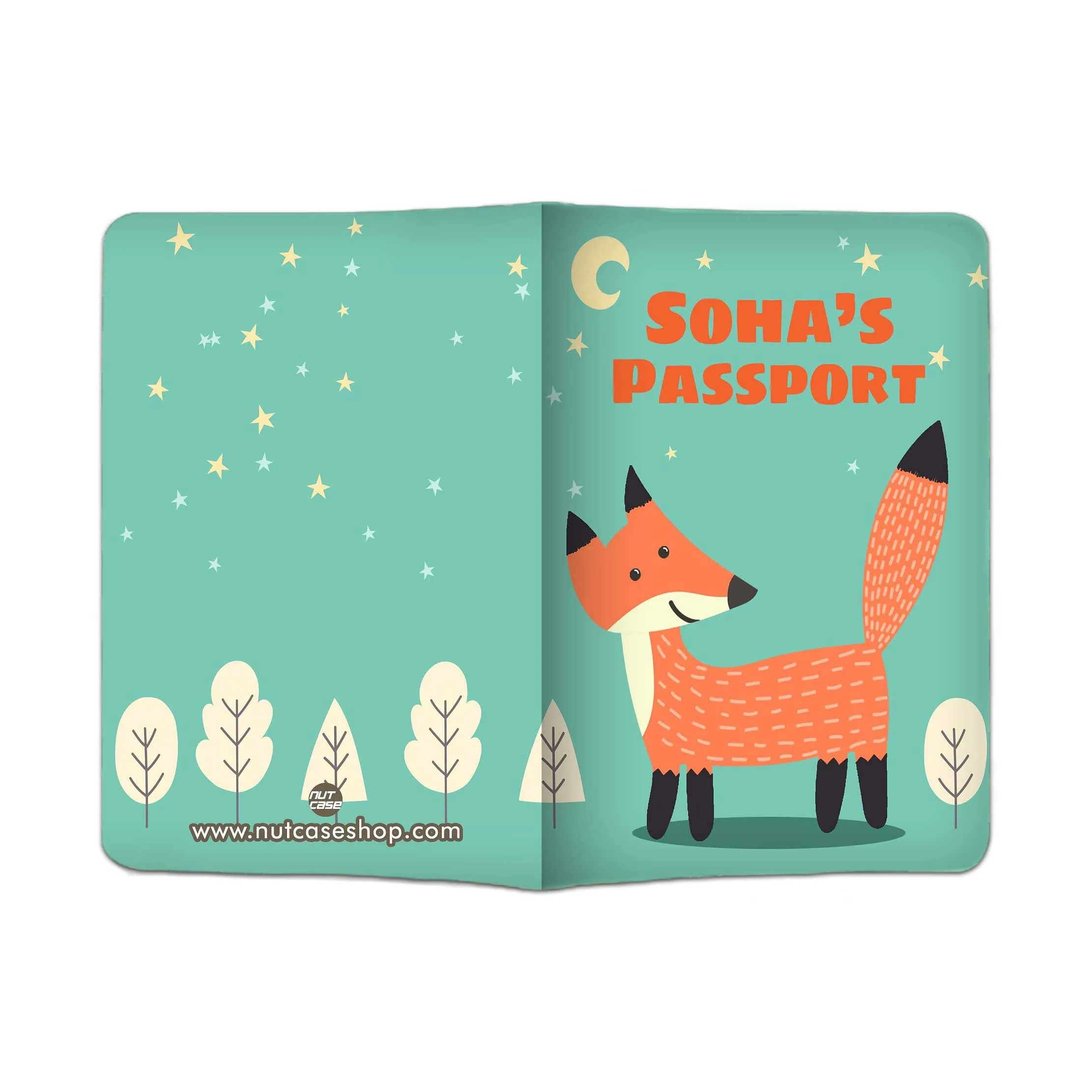 Kids Custom Passport Cover  -Fox and Tree