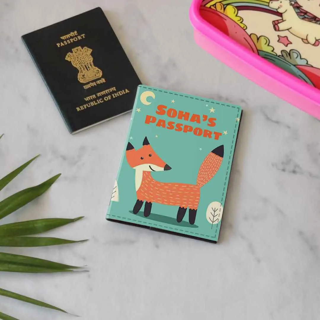 Kids Custom Passport Cover  -Fox and Tree