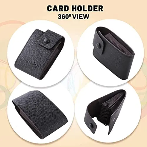 Kuber Industries Card Holder Wallet for Men Women|Debit Credit Card Holder|Wallet for Id, Visiting Card, Buisness Card|Button Closure|Black (Pack of 2)