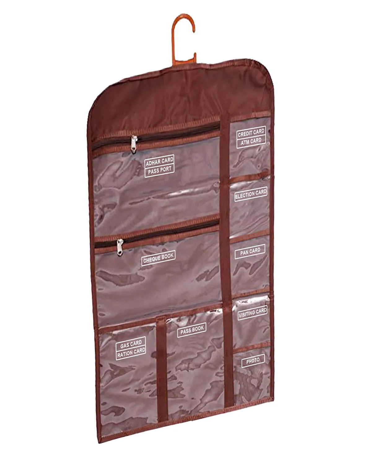 Kuber Industries Multi Utility Wall Hanging For Document Organizer Passport Aadhar, Voter Id, Document Holder (Brown) - CTKTC30994