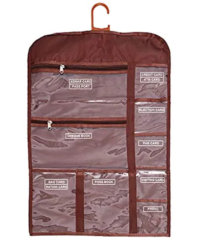 Kuber Industries Multi Utility Wall Hanging For Document Organizer Passport Aadhar, Voter Id, Document Holder (Brown) - CTKTC30994