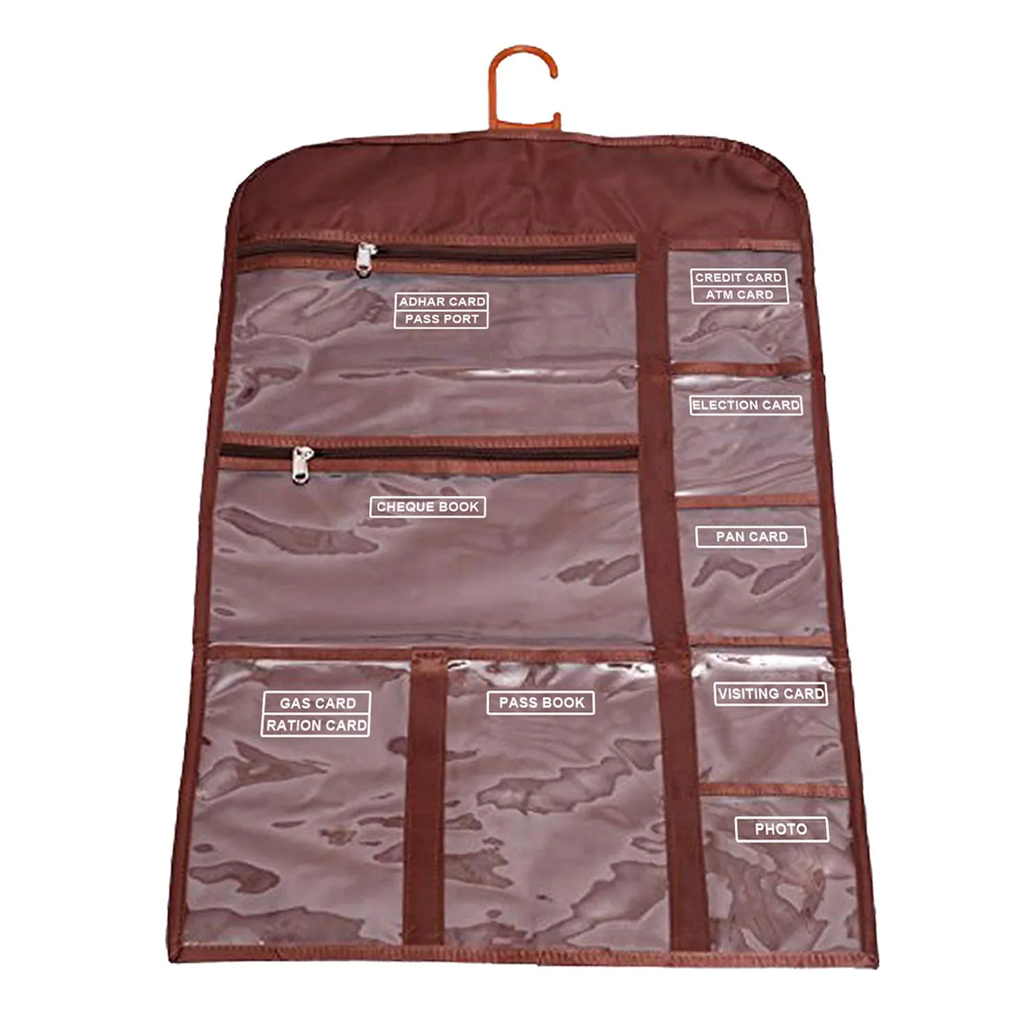 Kuber Industries Multi Utility Wall Hanging For Document Organizer Passport Aadhar, Voter Id, Document Holder (Brown) - CTKTC30994