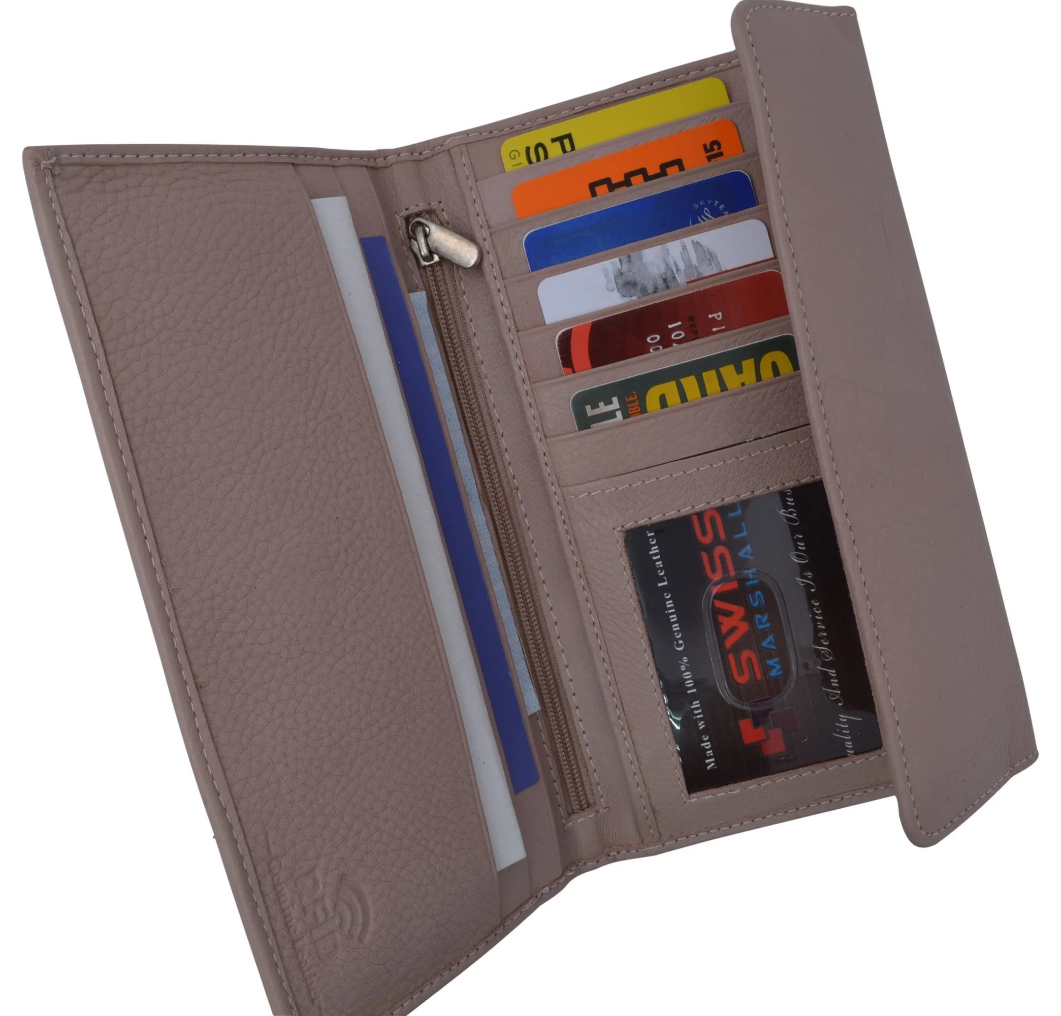 Ladies RFID Blocking Genuine Leather Long Clutch Credit Card ID Wallet RFID2575GT