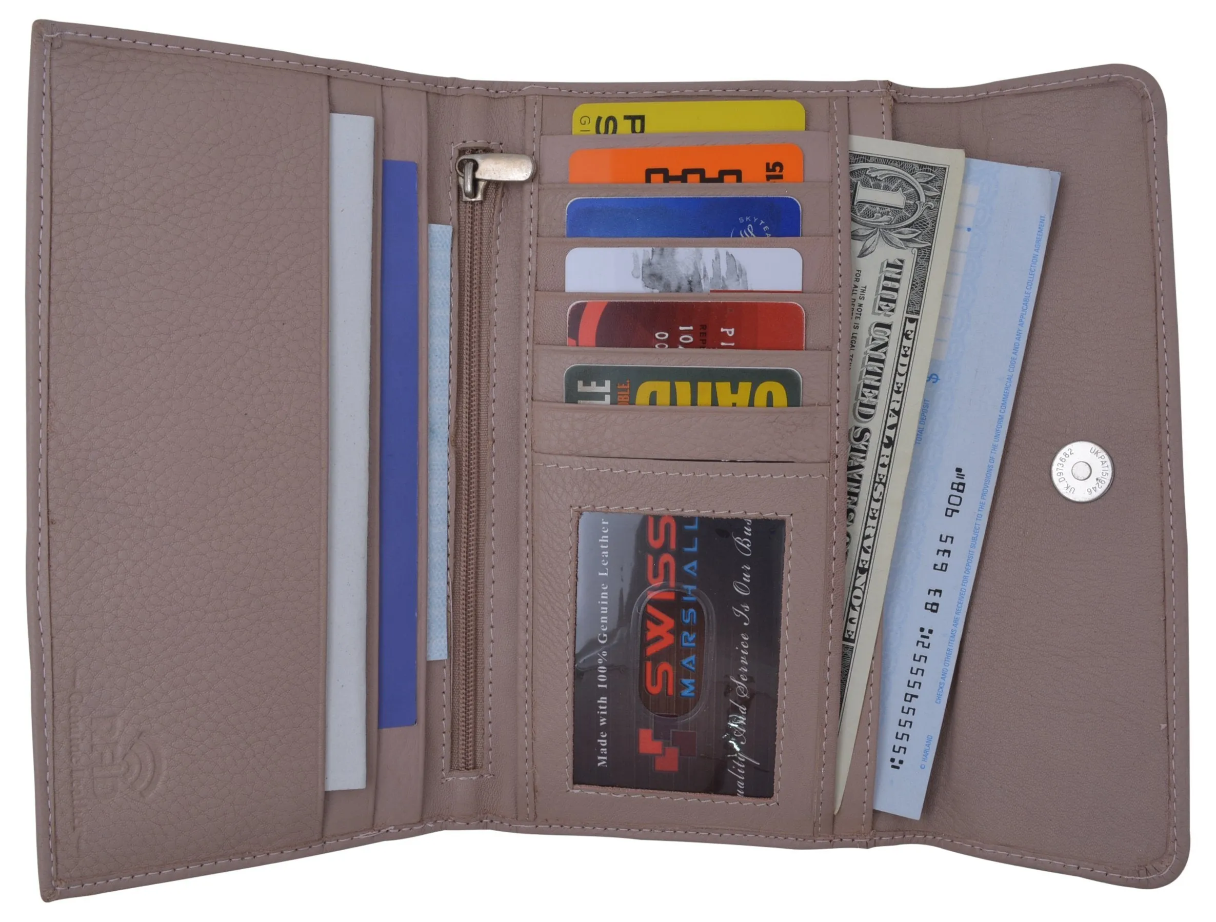 Ladies RFID Blocking Genuine Leather Long Clutch Credit Card ID Wallet RFID2575GT