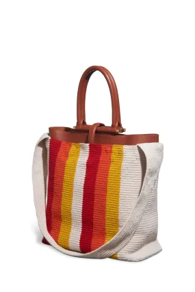 Large Crossover Knit Bag in Red, Orange & Yellow Cashmere