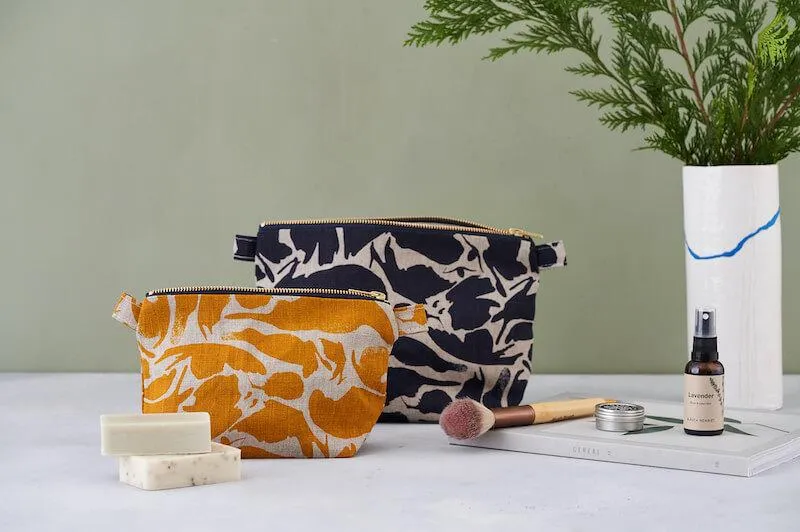 Large Wash Bag | Creatures Navy | Linen | by Blästa Henriët