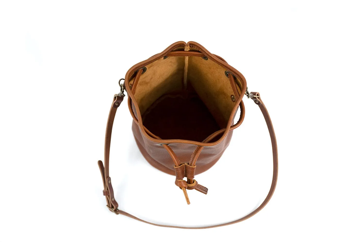 LEATHER BUCKET BAG - LARGE - TANGERINE BISON