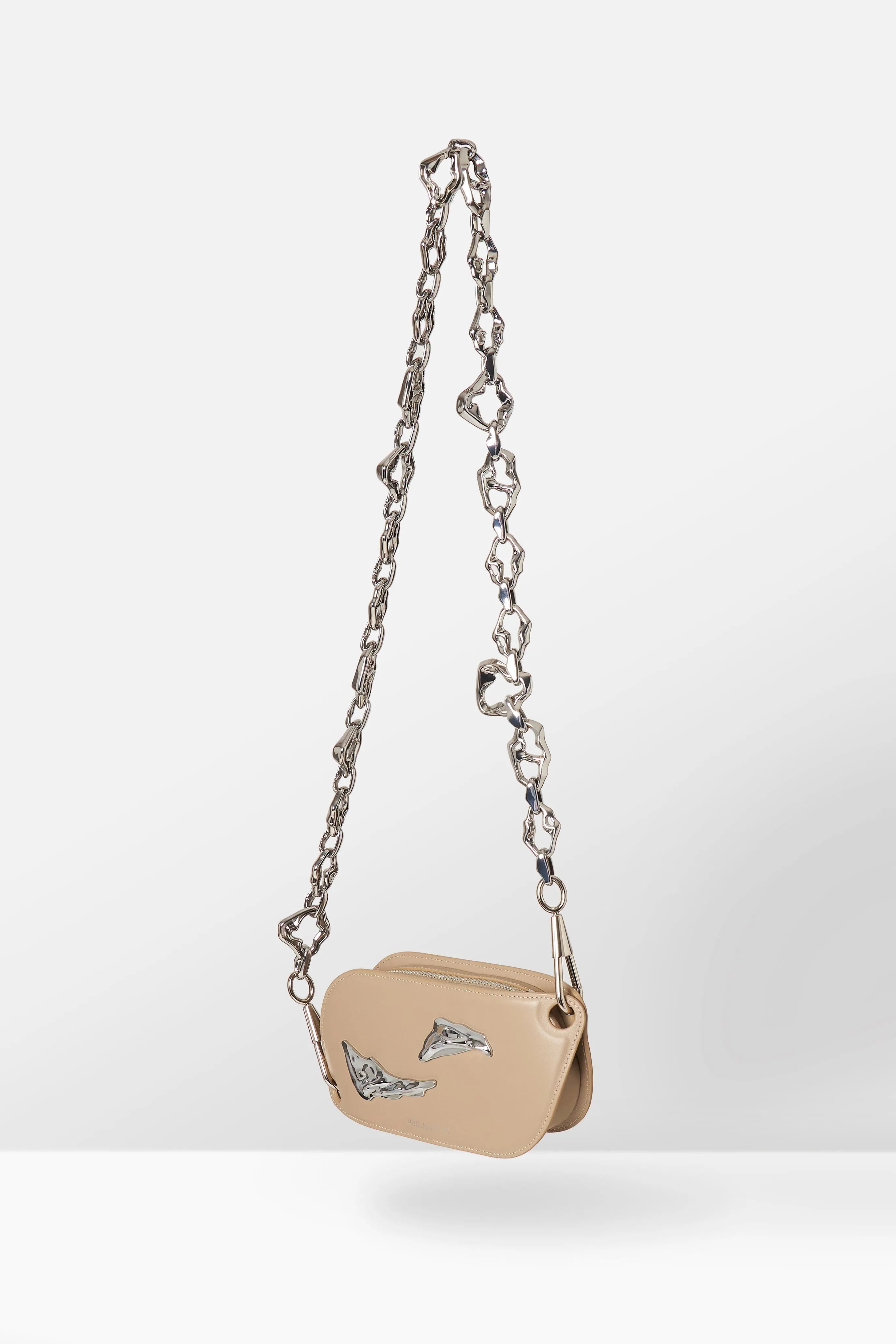 Leather Cross Body Bag in Taupe