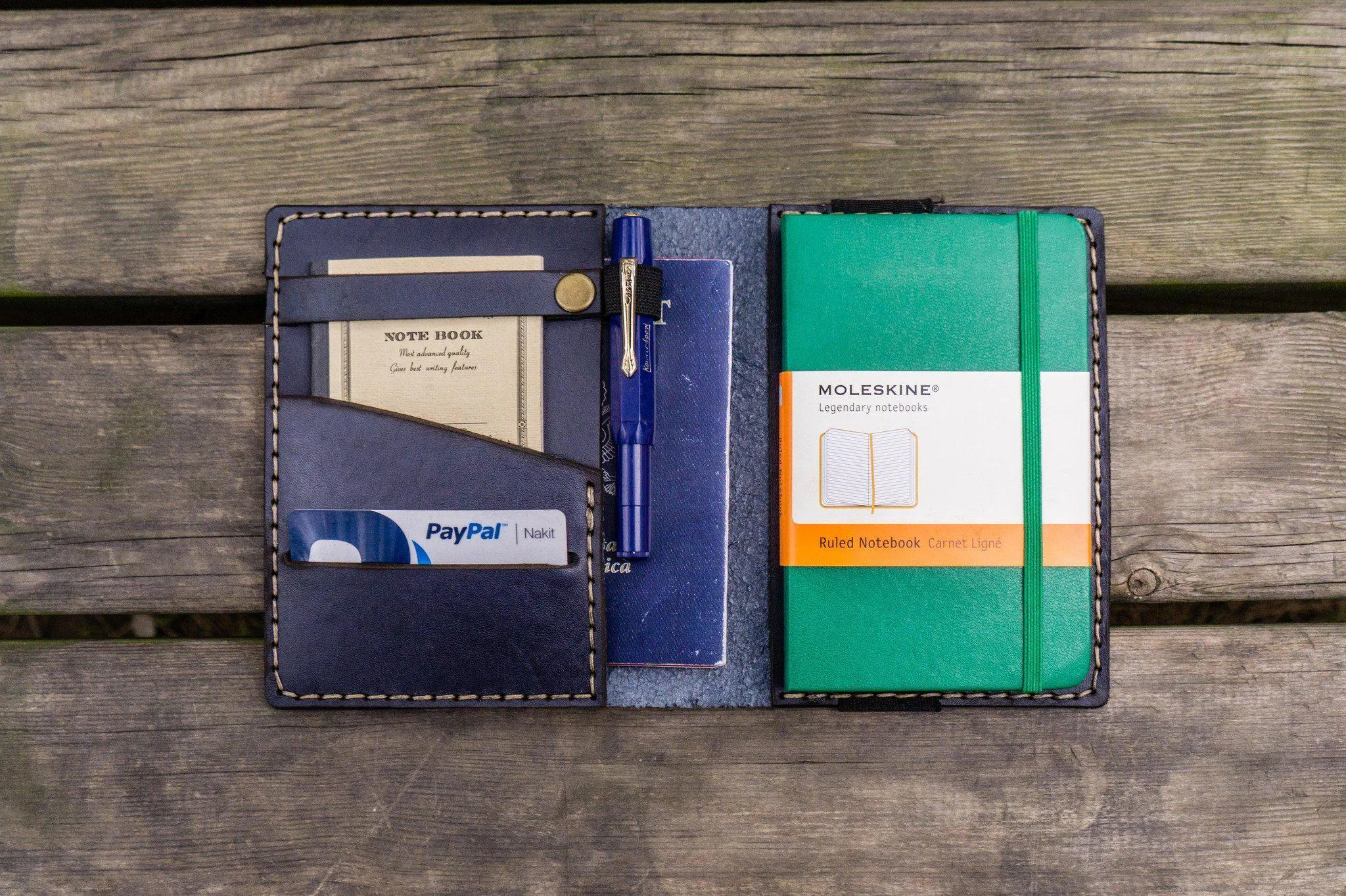 Leather Leuchtturm1917 A6 Notebook Cover - Navy Blue