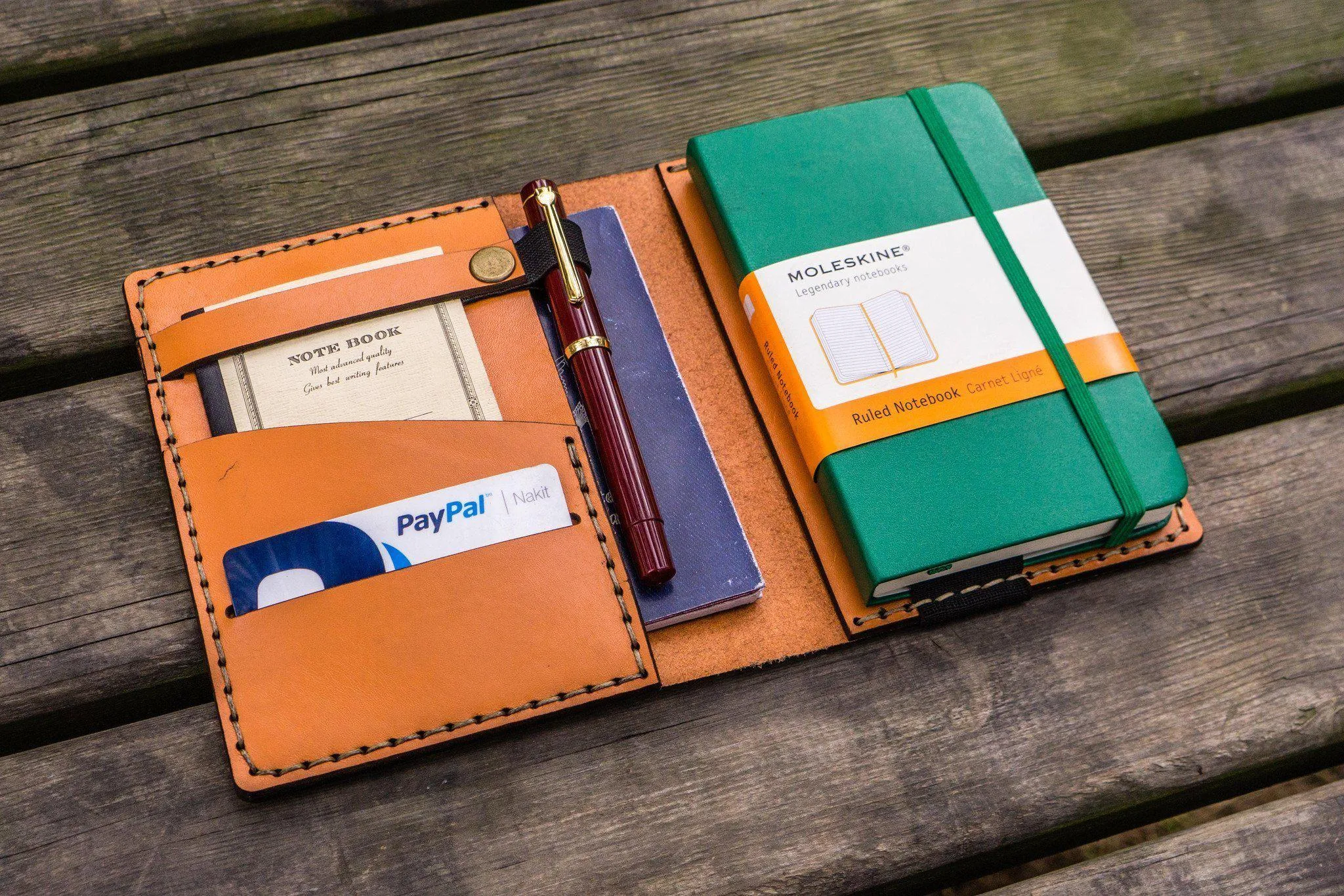 Leather Pocket Moleskine Journal Cover - Orange