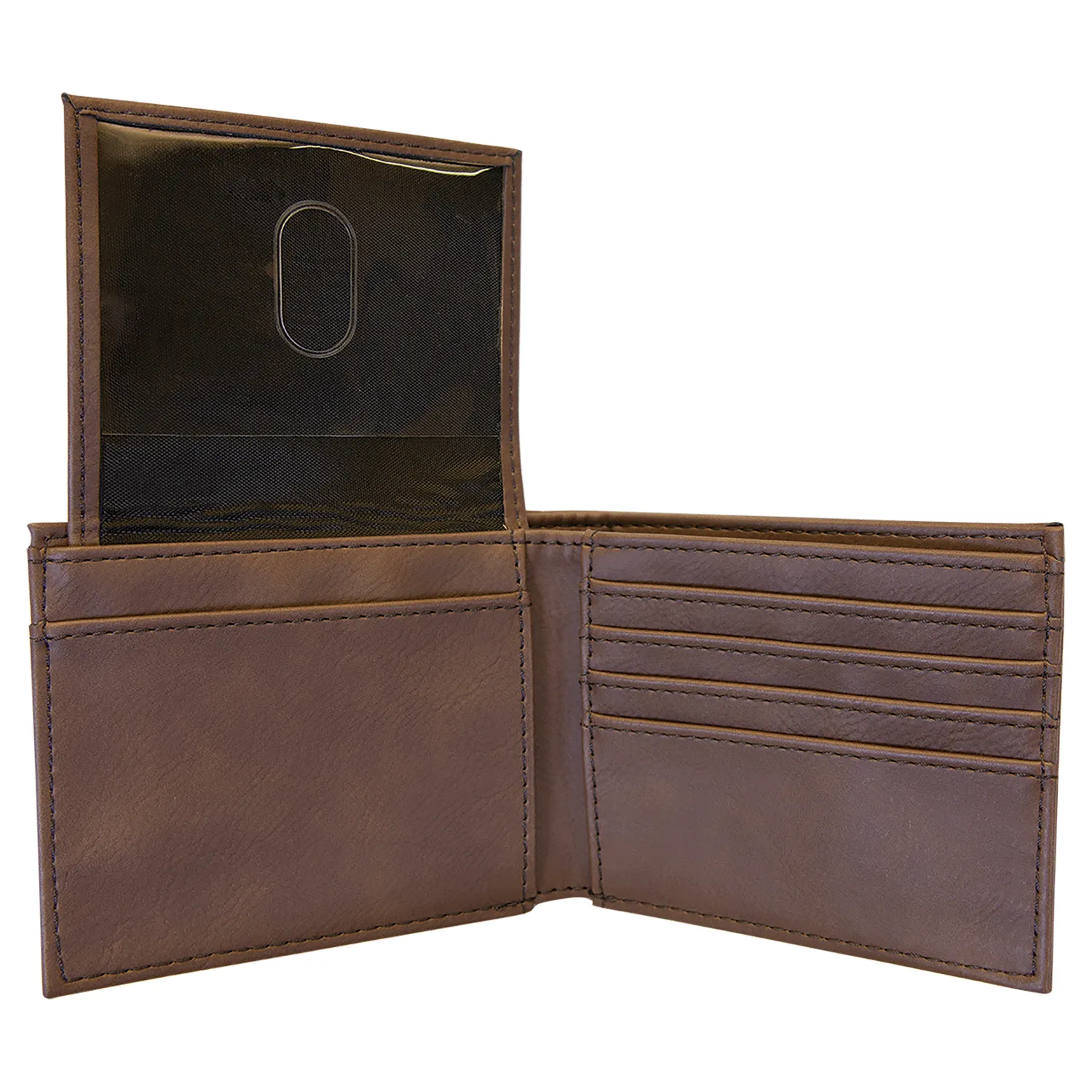 Leatherette Bifold Wallet With Flip ID