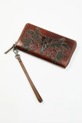 Lenora Painted Longhorn Tooled Leather Wallet